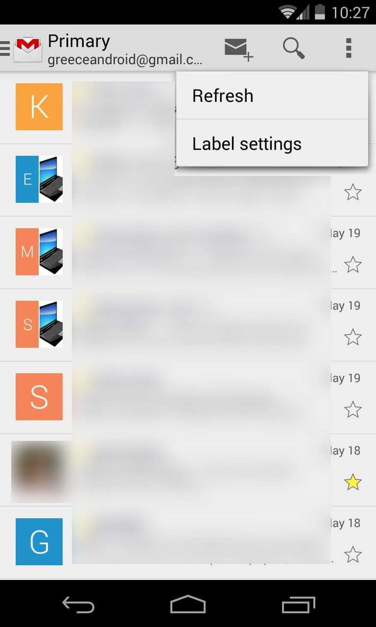 Gmail for Android Slide Bar