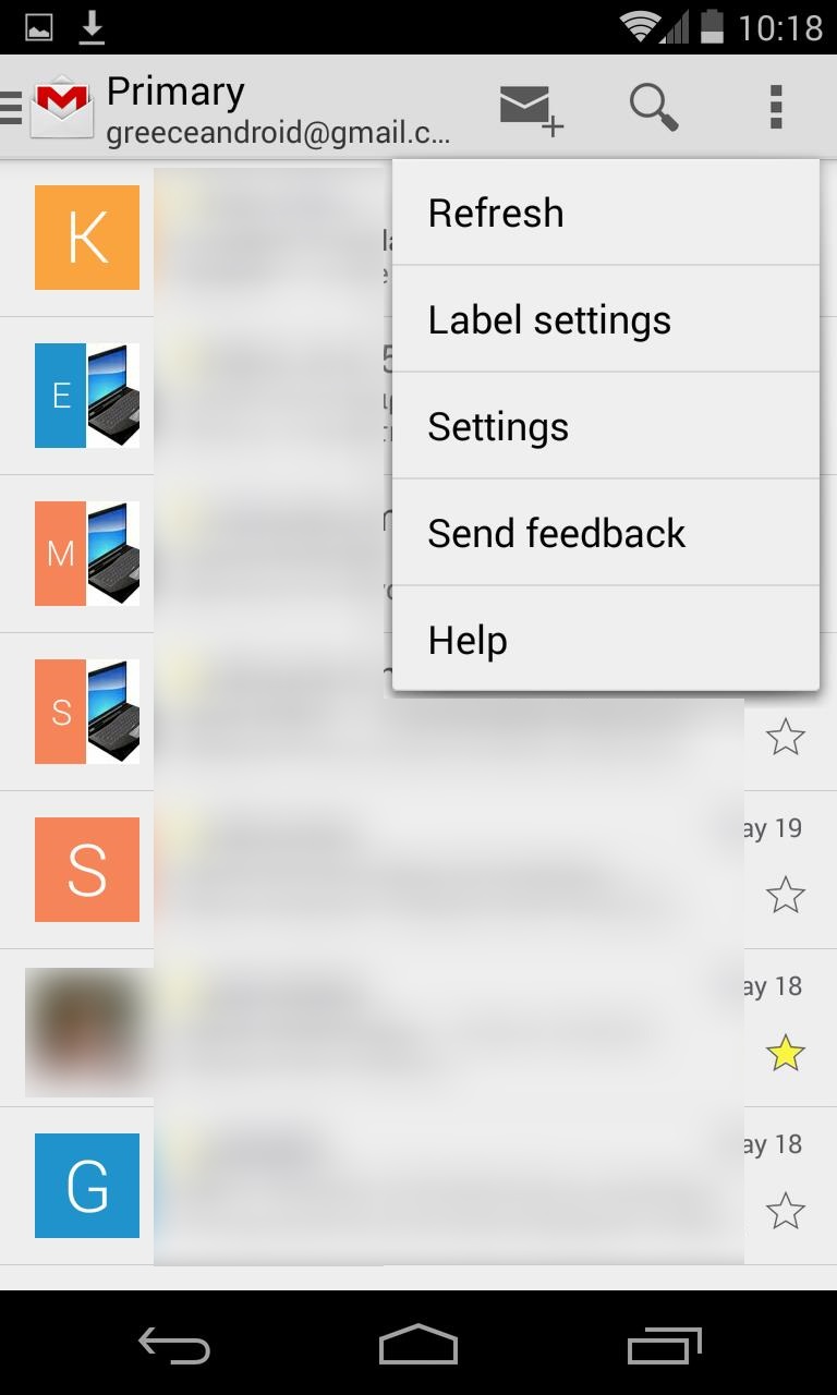 Gmail for Android Slide Bar