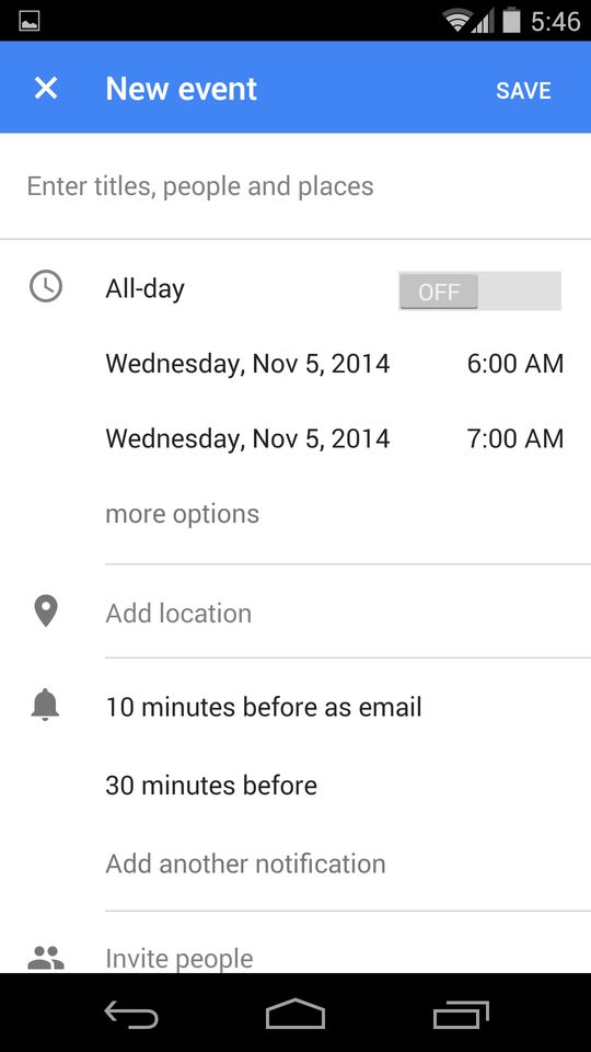 Google Calendar 5.0 Material Design