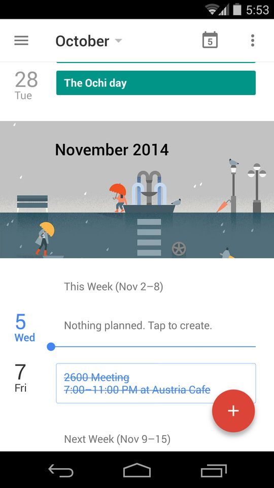 Google Calendar 5.0 Material Design