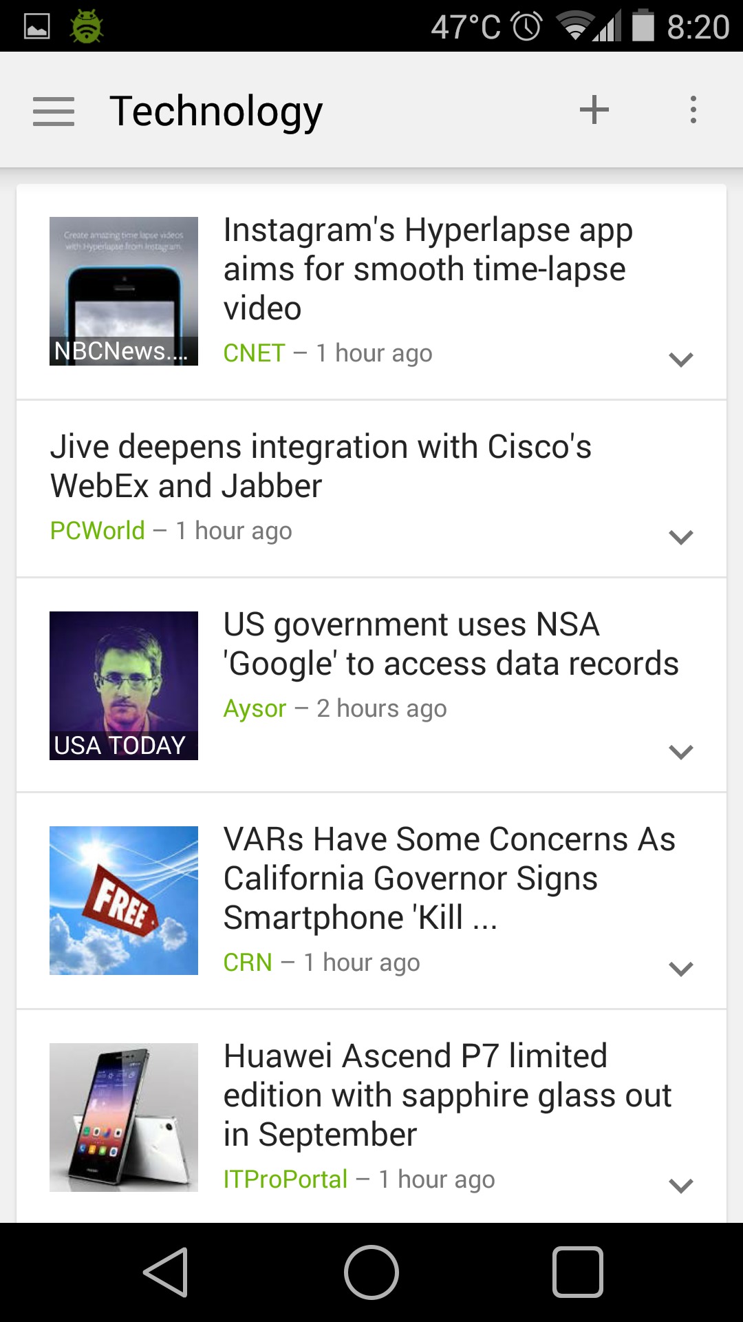 Google News and Weather android app