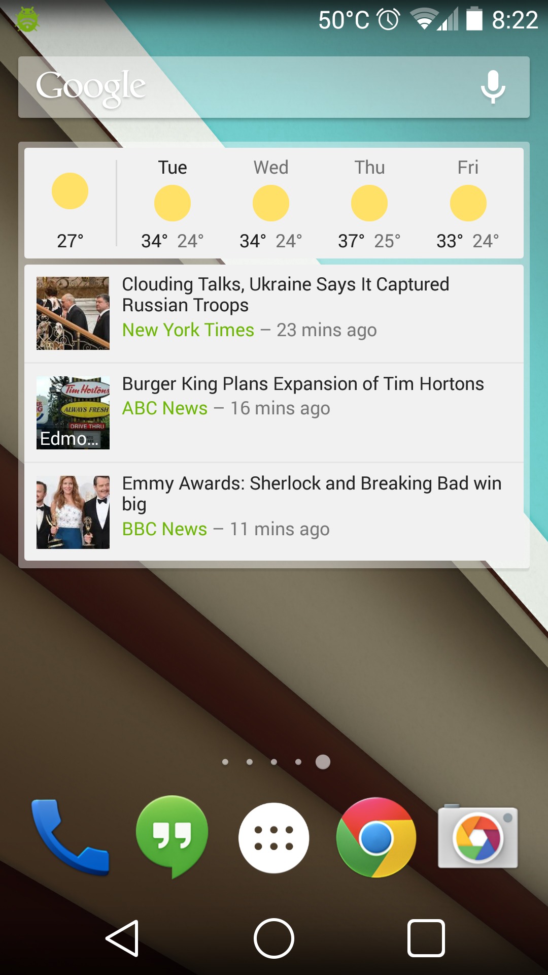 Google News and Weather android app