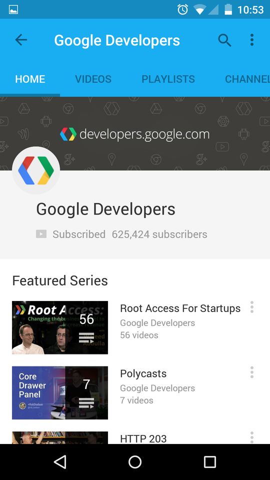 YouTube Android Material Design