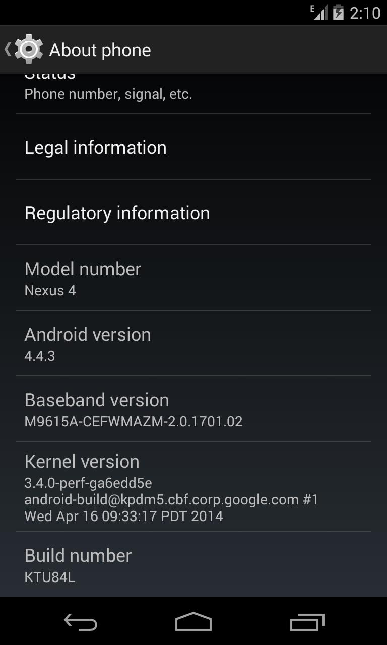 Android 4.4.3 Changelog