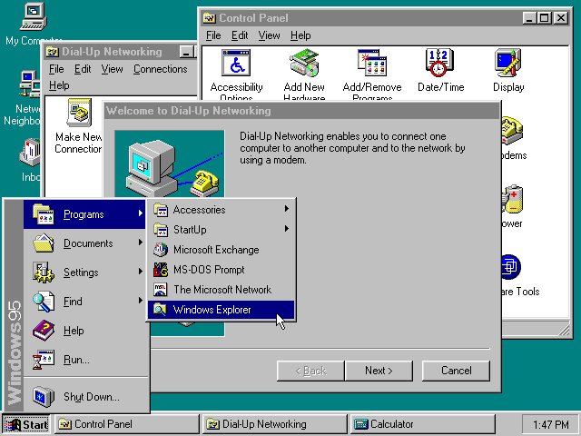 start menu windows 95