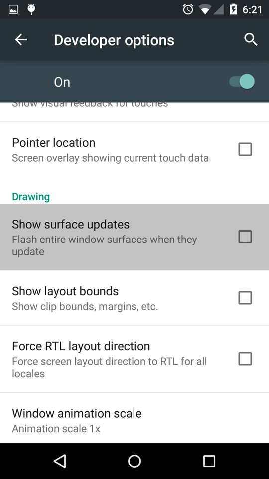 Android Developer Settings