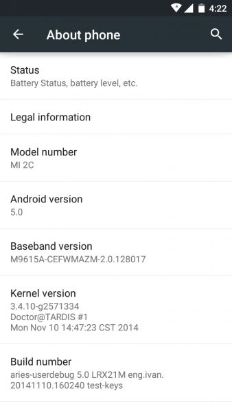 Android 5.0 Lollipop Xiaomi Mi2 Mi2S
