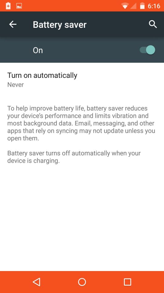 Android 5.0 Lollipop Battery Saving Mode